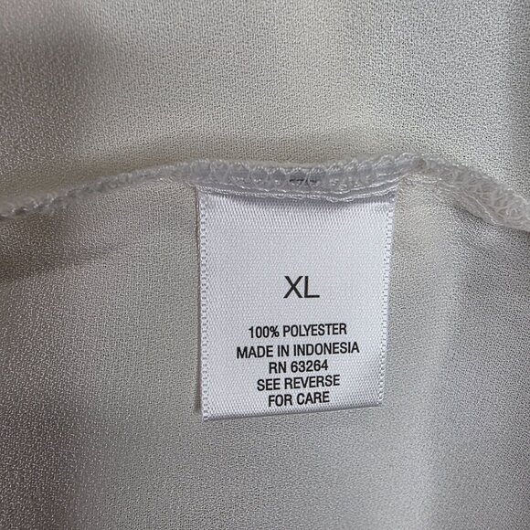 Womens Roz & Ali White Sheer Sleeveless Blouse Pockets V Neck Polyester Size XL - Picture 6 of 10